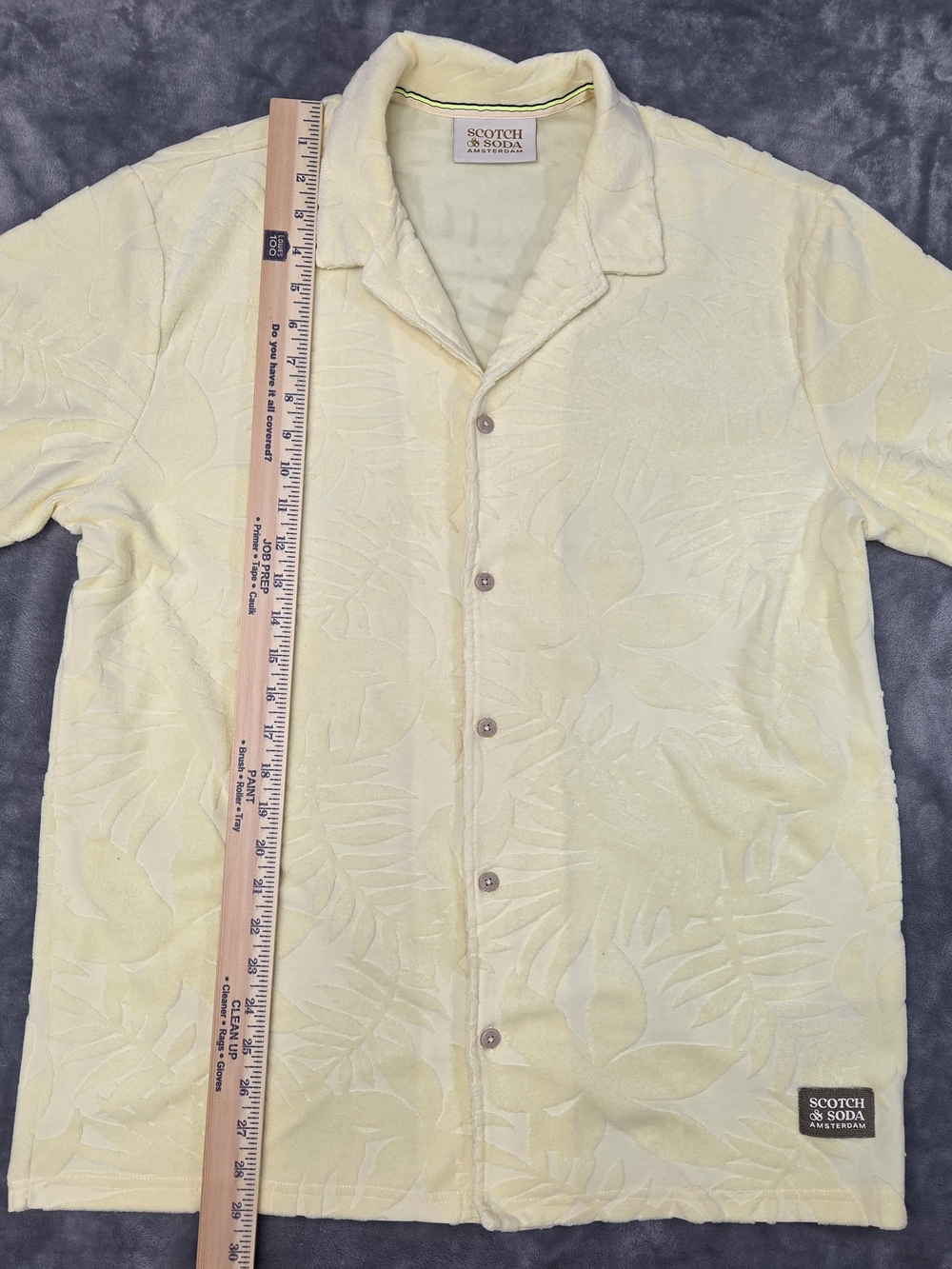 Scotch & Soda Pale Yellow Short Sleeve Button-Front Shirt